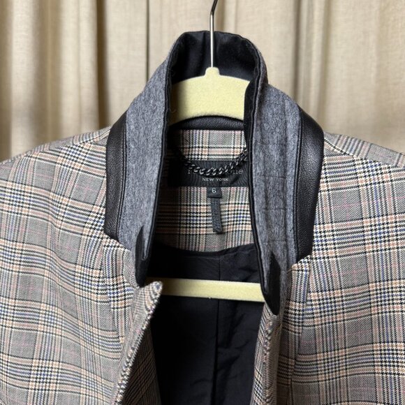 rag & bone | Size 6 | Ridley Plaid Wool Blazer with Leather and Wool Lapel - Picture 5 of 14